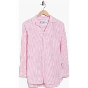Frank & Eileen Boyfriend Button Up Long Sleeve Collared Shirt Red Stripes Size L